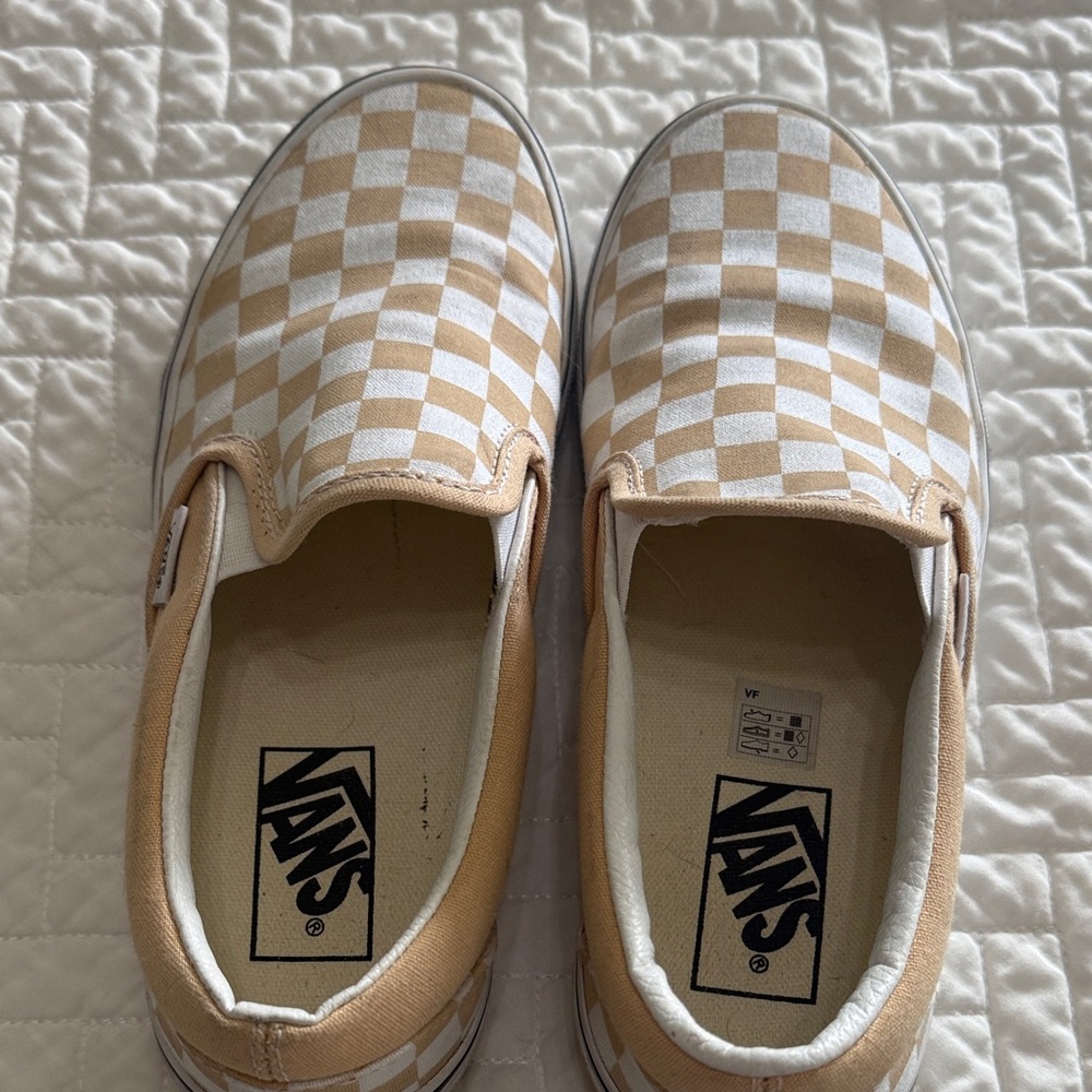 Vans Tan and White Checkerboard Slip-Ons - Picture 3 of 3